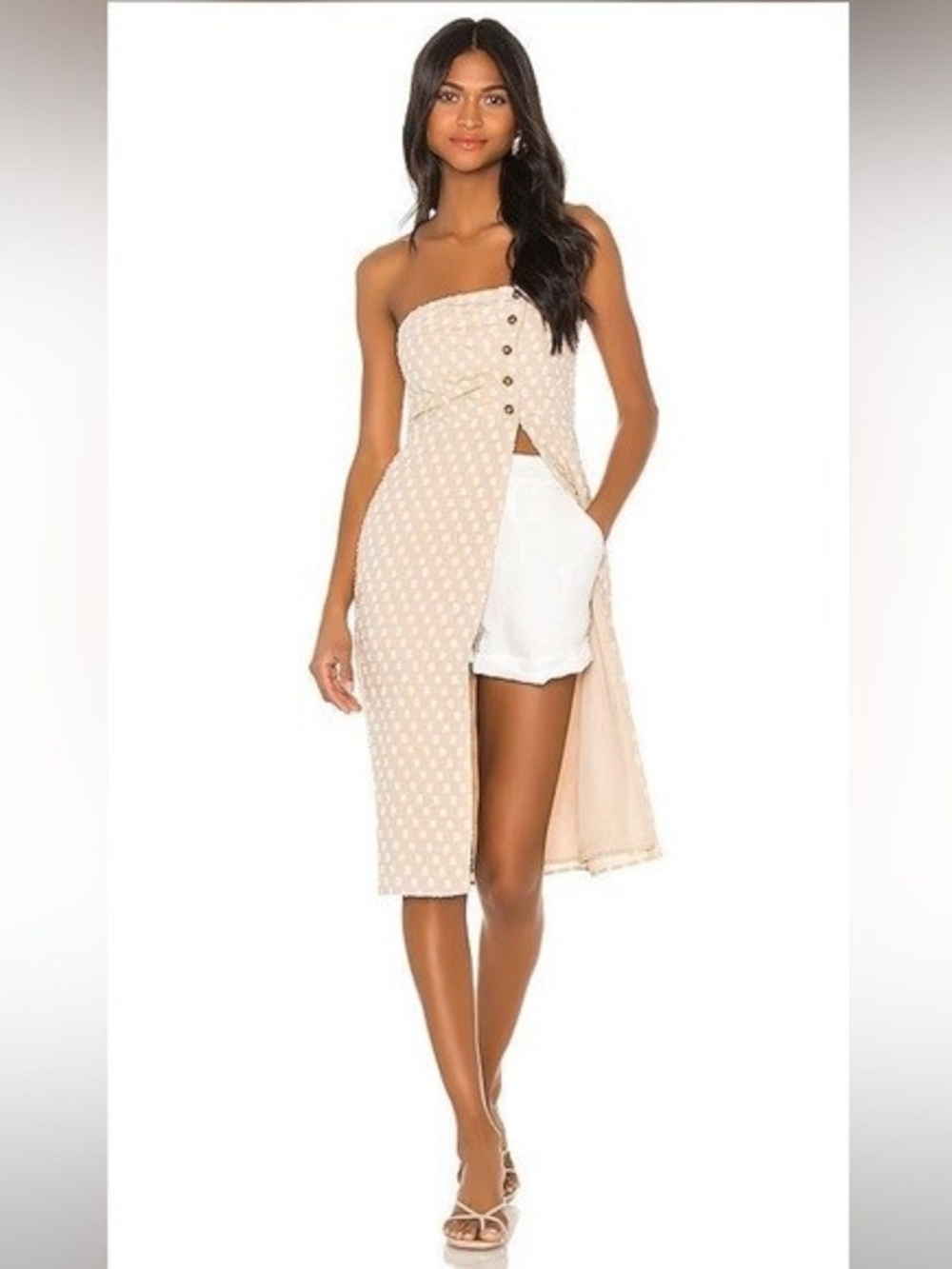 House of Harlow 1960 x Revolve Sleeveless Beige Polka Dot Top Sz L